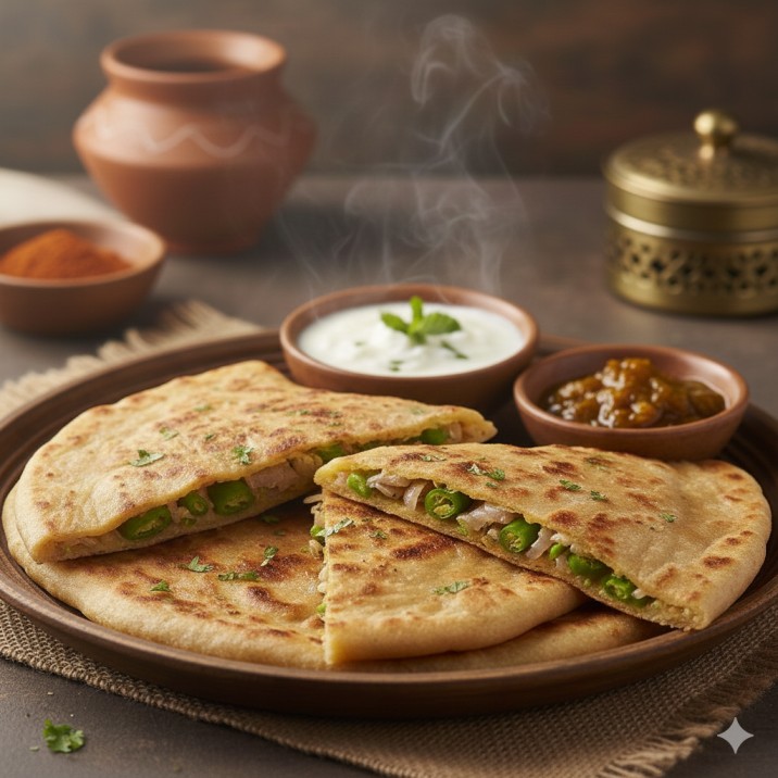 Hari Mirch Pyaaz Paratha